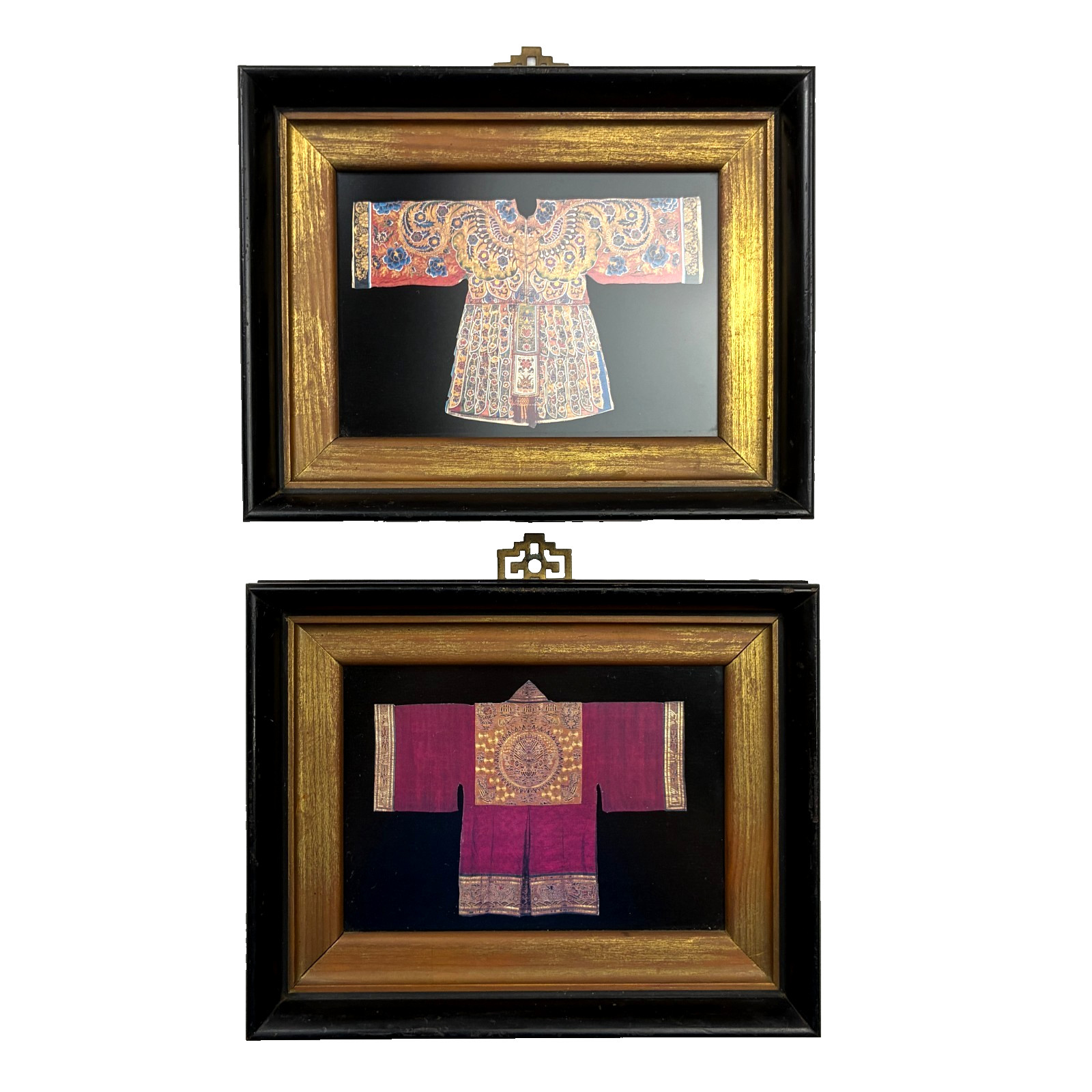 2 VTG Framed Chinese Qing Dynasty & Korean Joseon Dynasty Paper Art 8 x 10