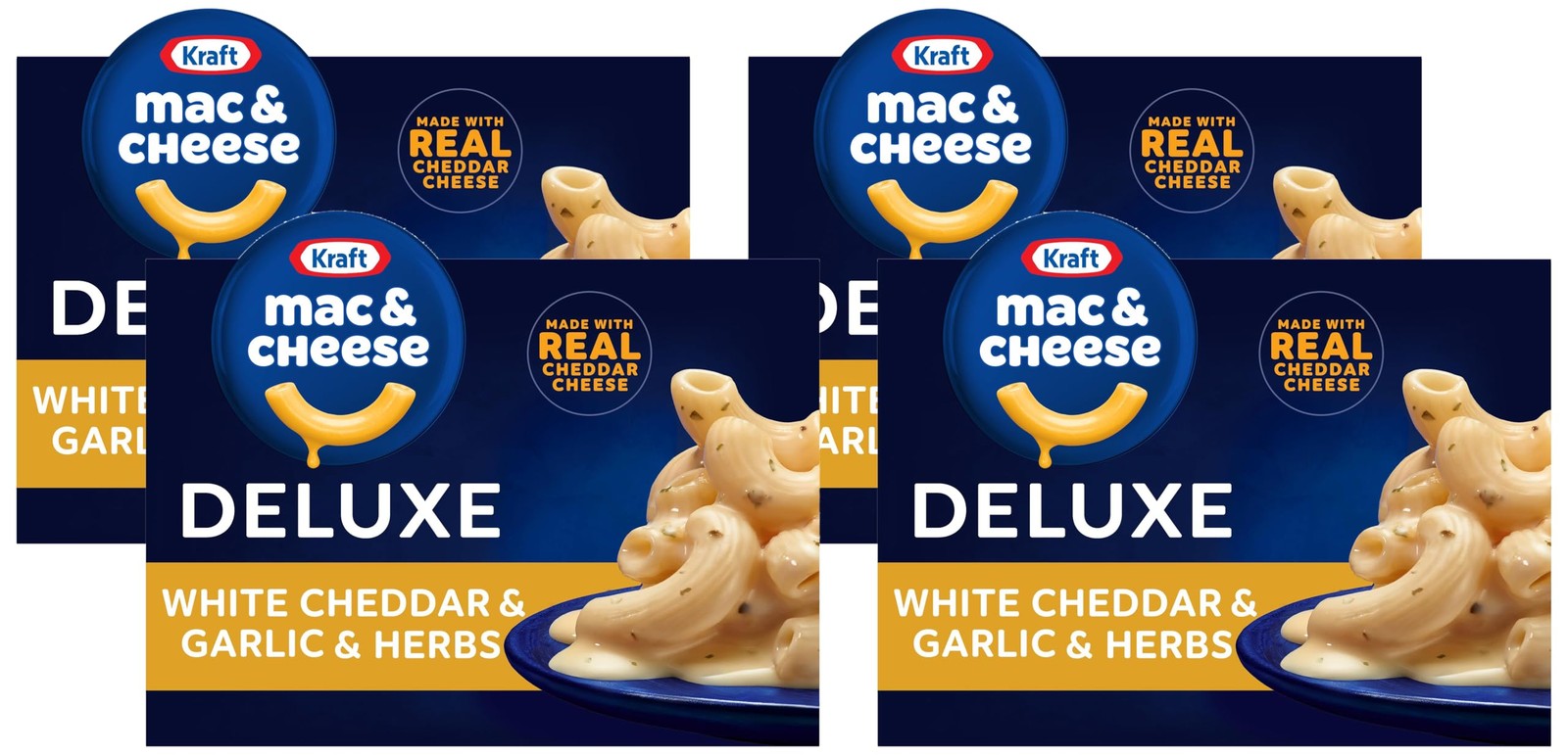 Kraft Deluxe Mac and Cheese, 1 Box, for Easy Dinner or 11 Ounce (Pack of 4)