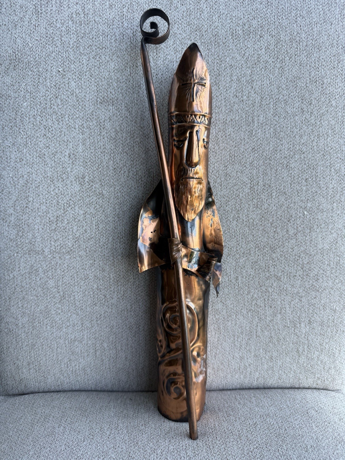 Vintage Fergus O’Farrell St Patrick Copper Metal Sculpture Made Ireland 15”