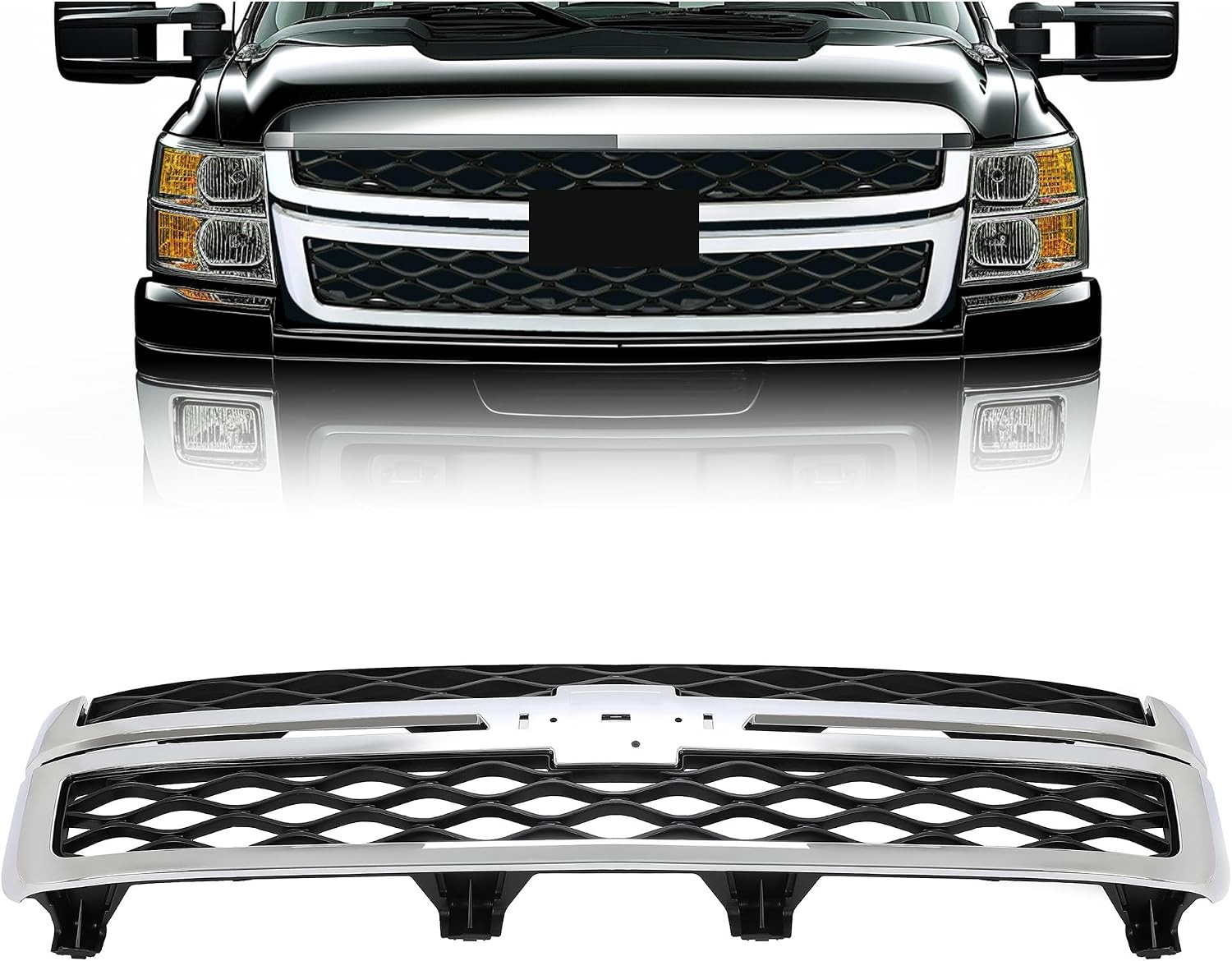 Front Bumper Grill Compatible with 2011-2014 Chevy Chevrolet Silverado GMC Sierr