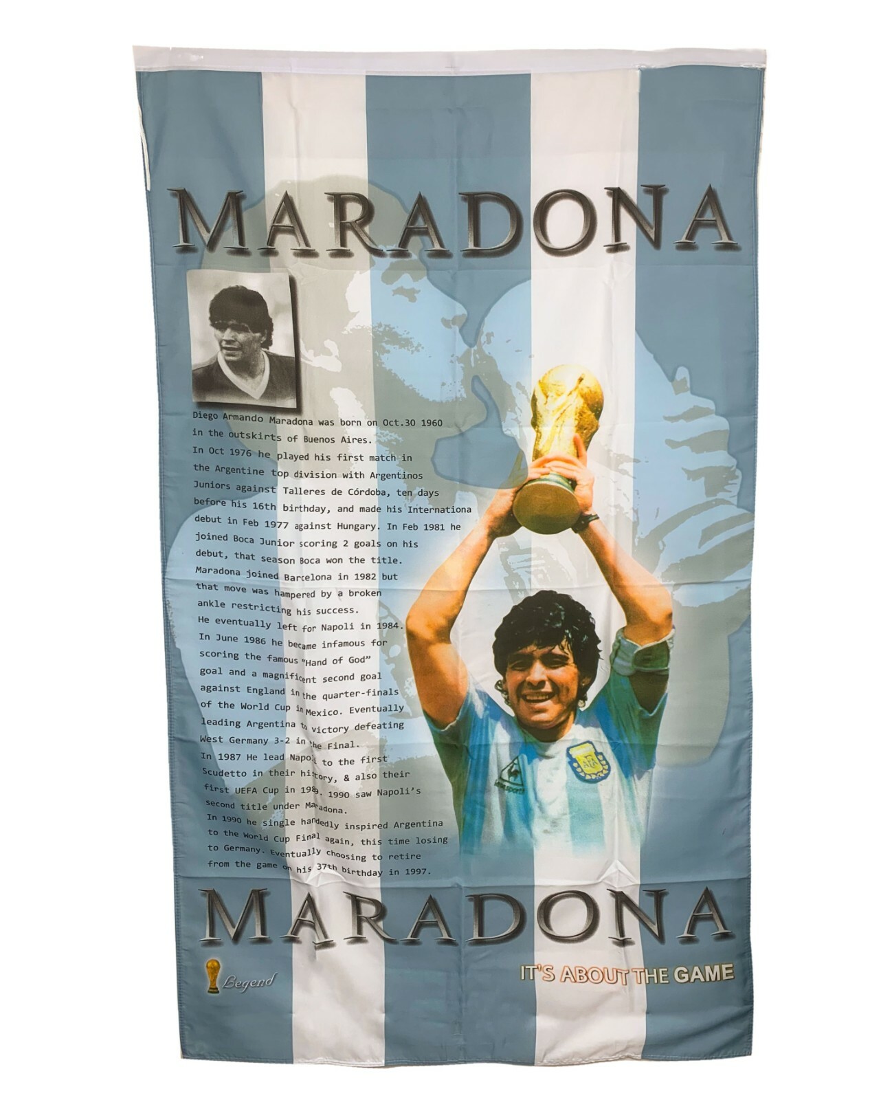 Maradona Flag, Bandera de Maradona (35 Inches x 60 Inches / 89 cm x 150 cm)