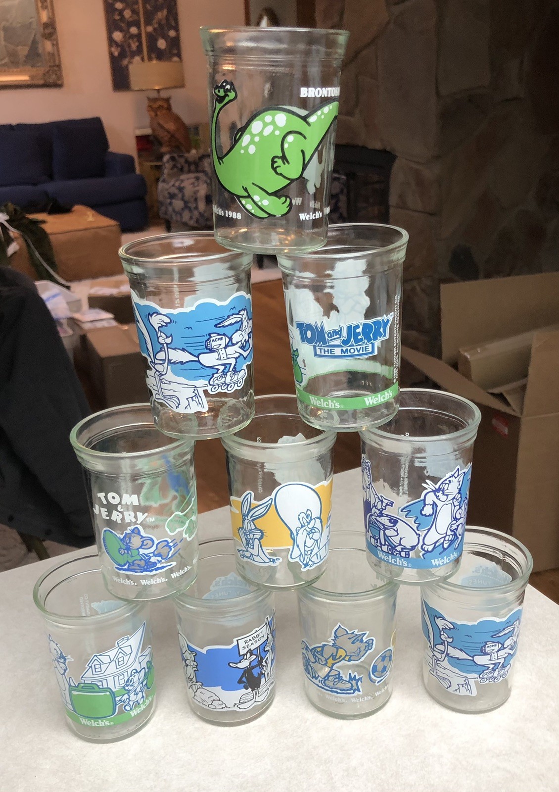 10 Vintage Welch's Tom and Jerry & Looney Tunes Jelly Jar Glasses