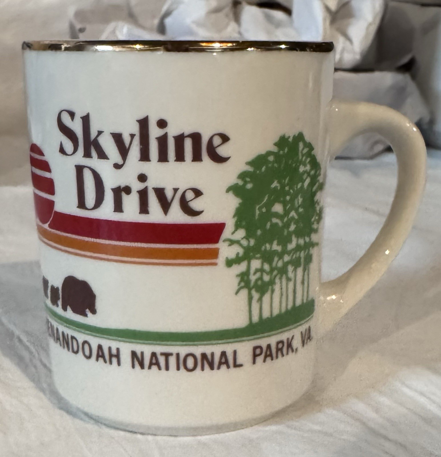 Vintage 80s Skyline Drive Shenandoah National Park  Coffee Mug w/ Orig Price Tag
