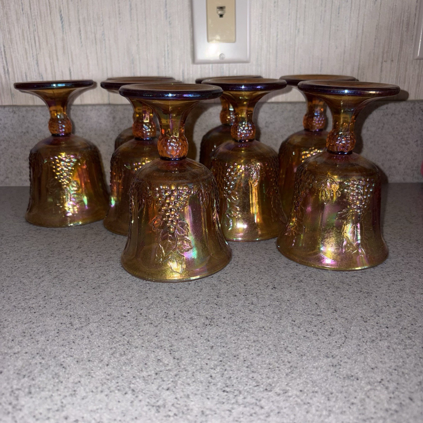 Vintage Indiana Glass Company 9 oz goblets in Harvest Grape Design Set Of 8