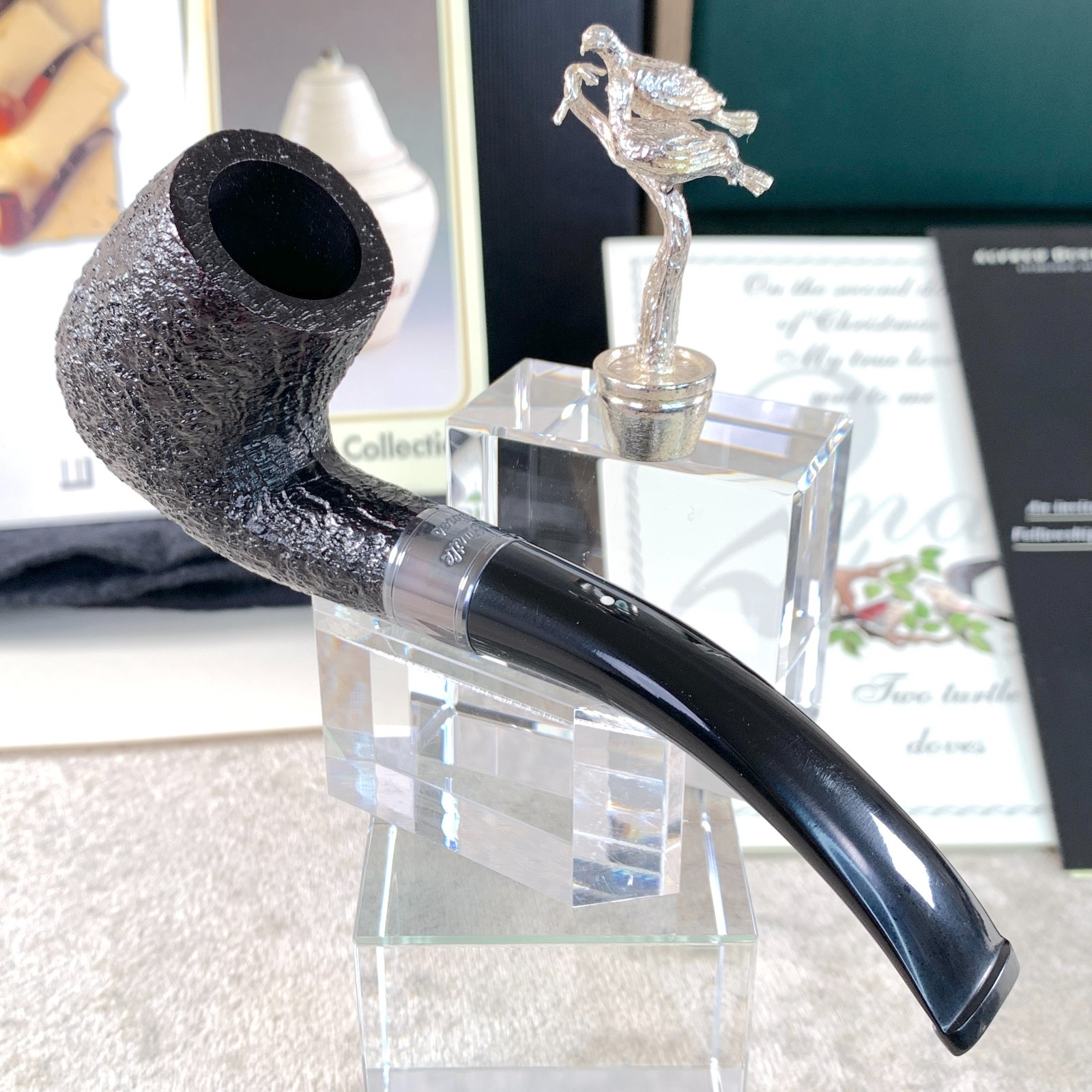 Dunhill Wooden Pipe Limited Edition 925 Sterling Silver Christmas 1994 UNSMOKED