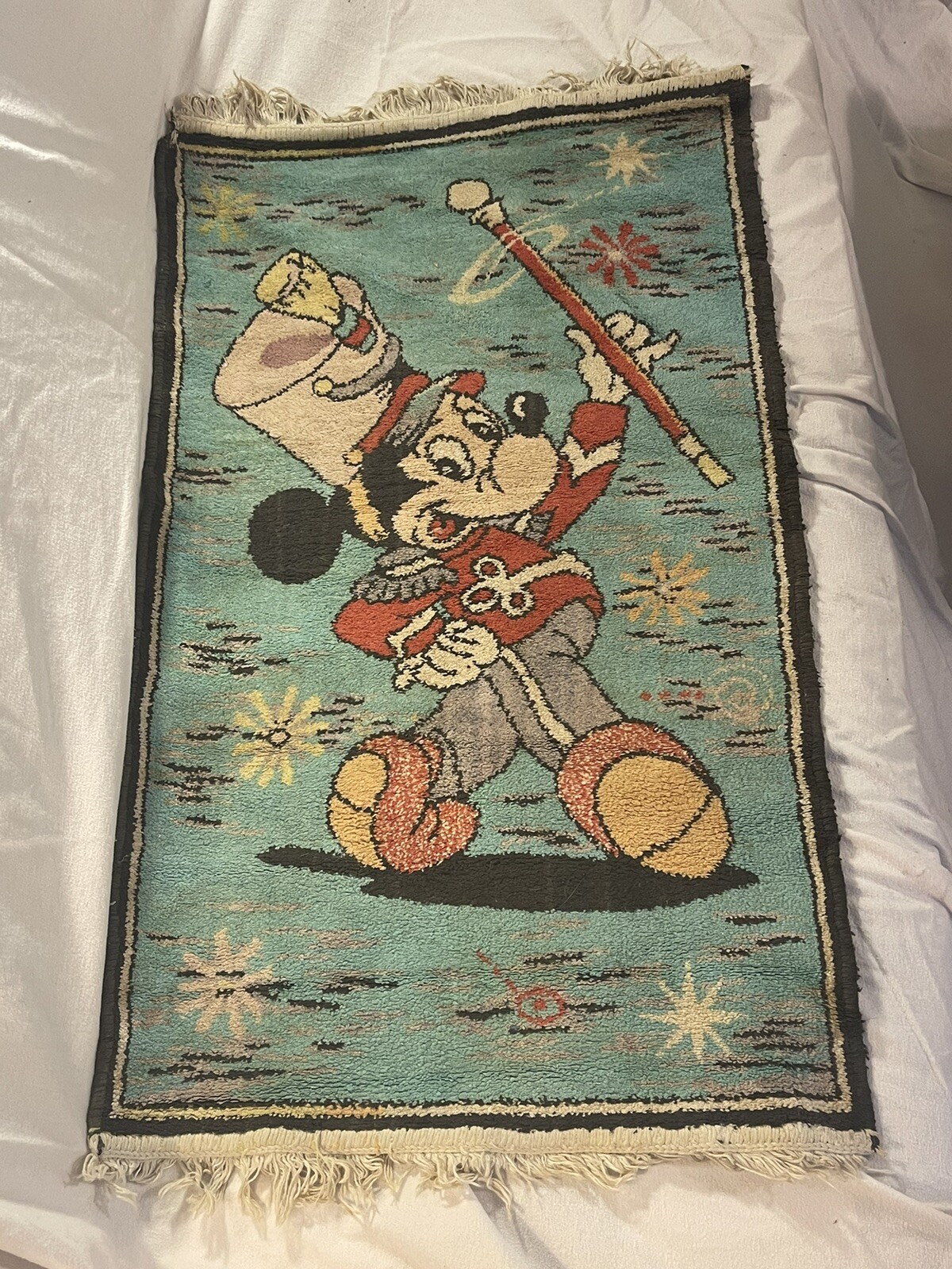 Vintage Disney Mickey Mouse Woven Rug Marching Band Conductor Vintage Disney Mickey Mouse Woven Rug Marching Band Conductor