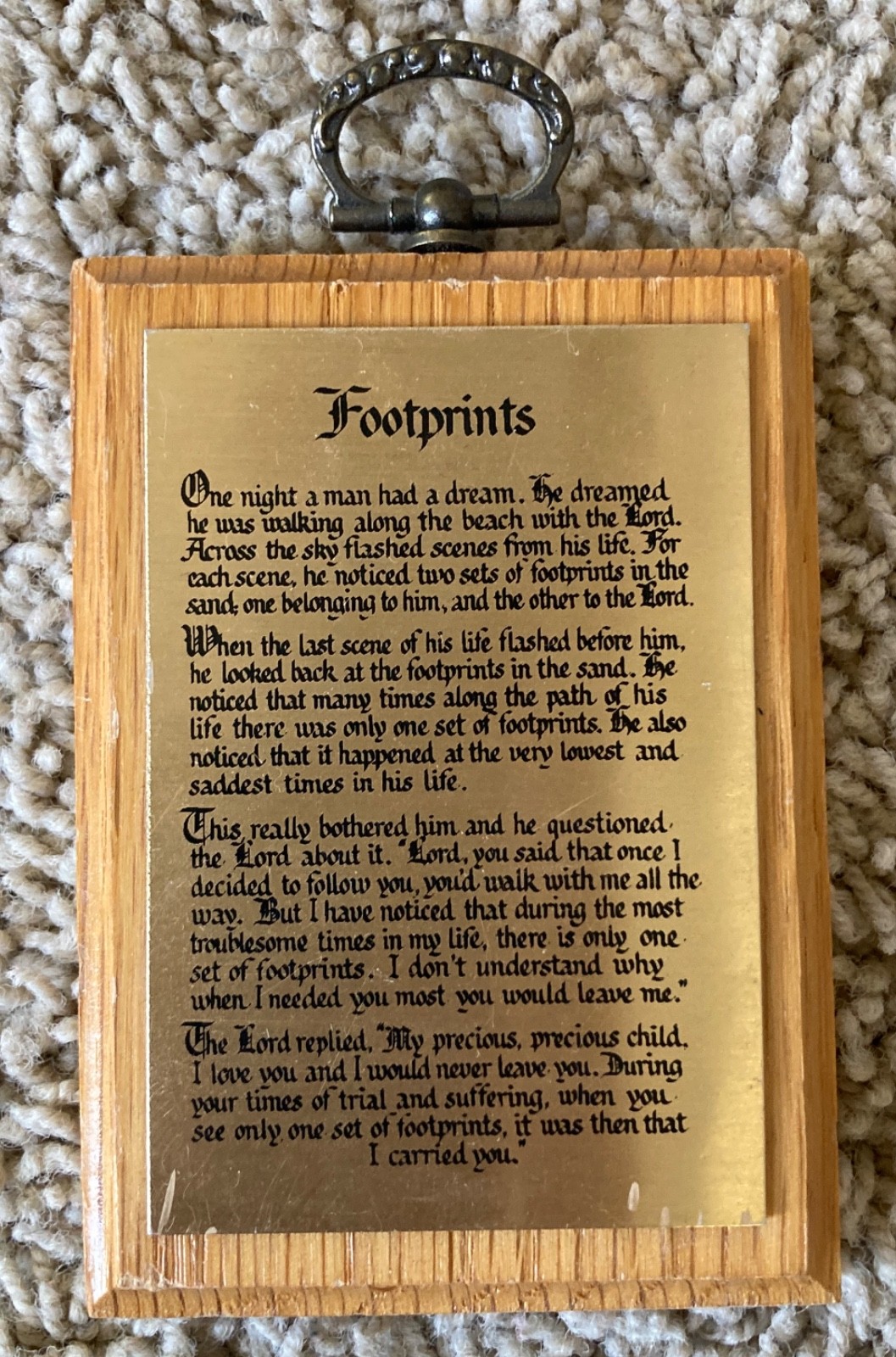 Footprints in the Sand Christian Jesus Inspirational Wood Plaque Gold Wall Gift