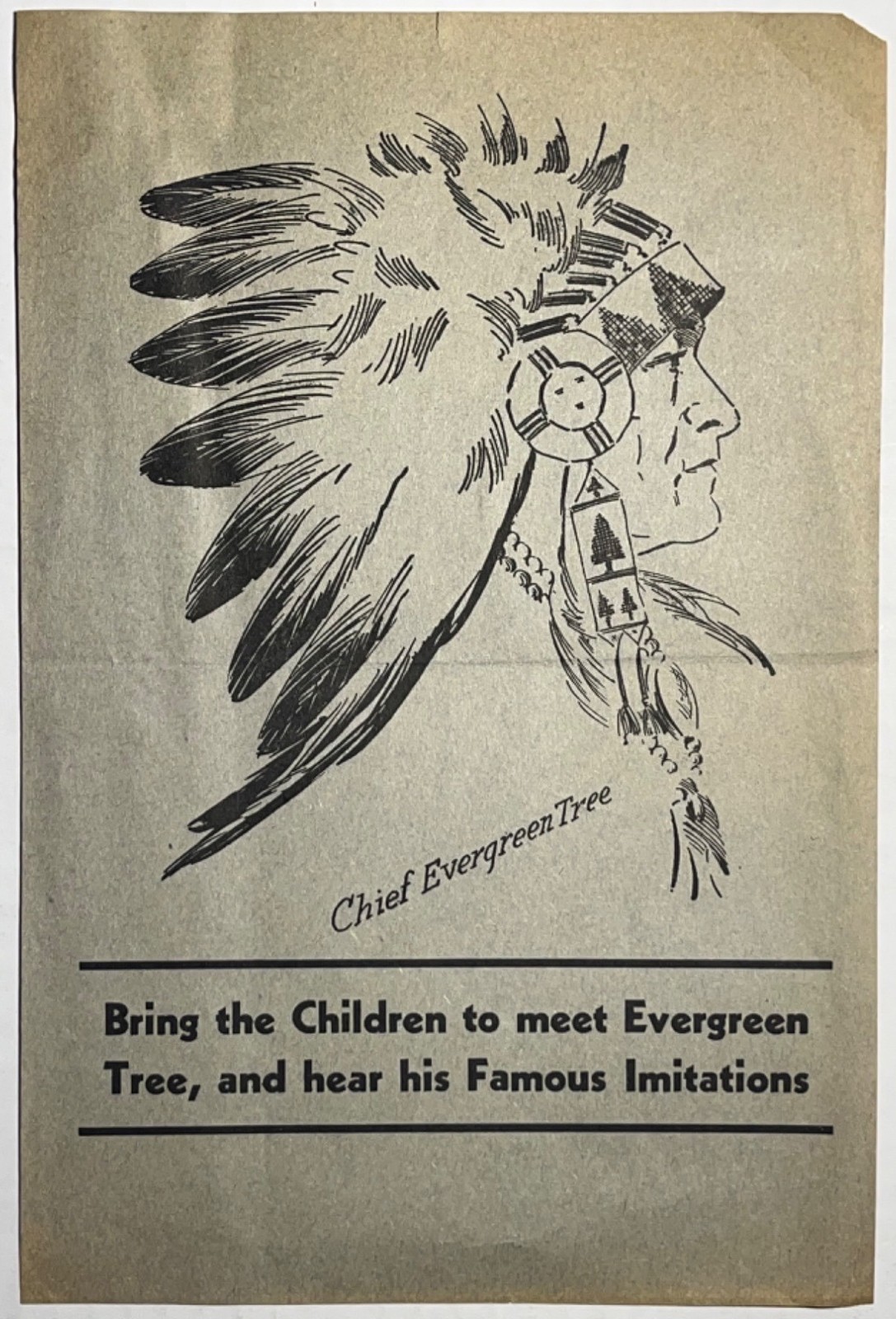 1933 American Indian Village Ad Chief Evergreen Tree Native American Worlds Fair 1933 American Indian Village Ad Chief Evergreen Tree Native American Worlds Fair