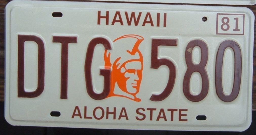 HAWAII UNUSED 1981 Vintage license plate   DTG 580
