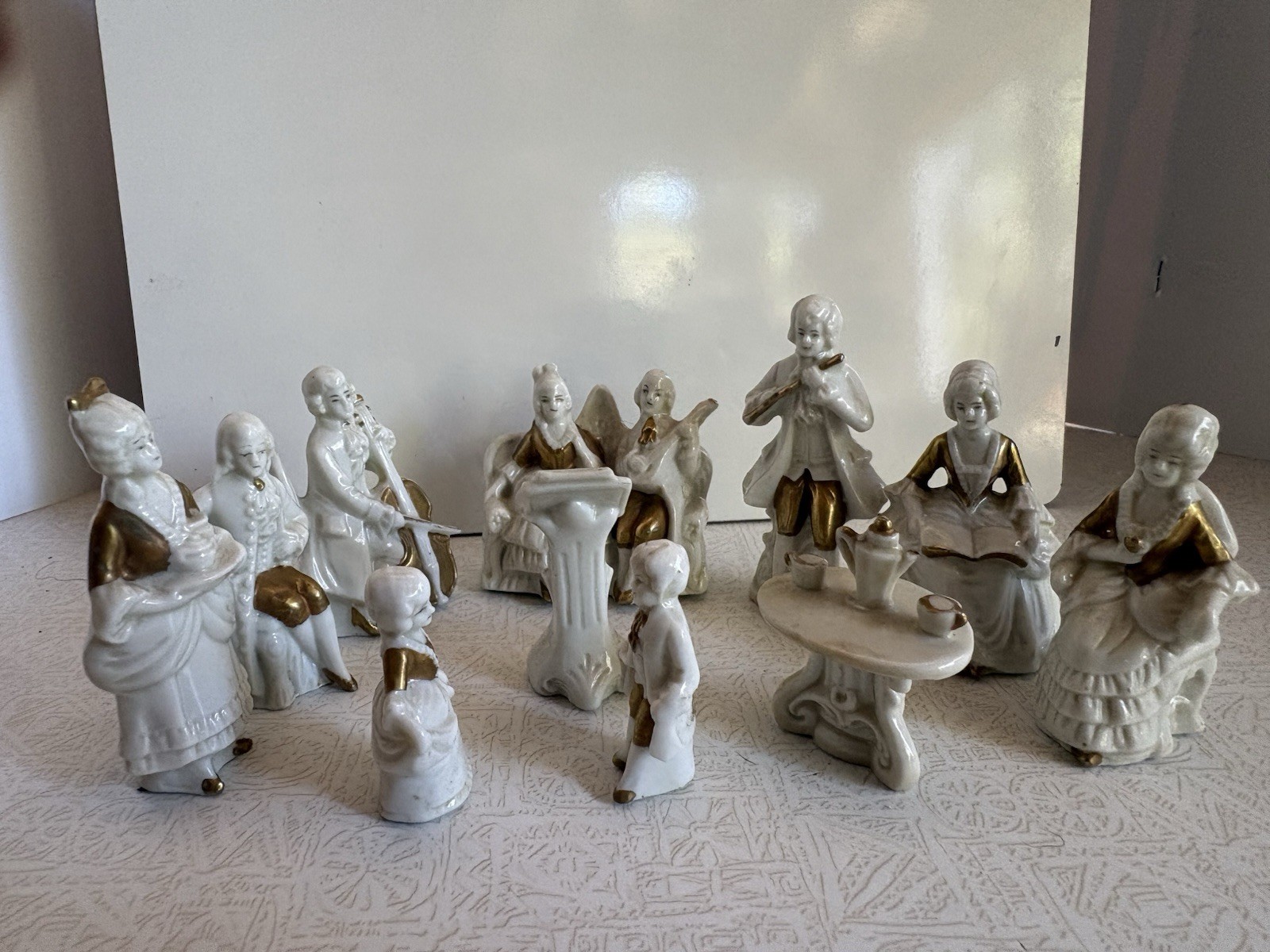 Antique Wht/Gold Miniature Porcelain Set.Rare 11 Piece Colonial /Rococo Set Antique Wht/Gold Miniature Porcelain Set.Rare 11 Piece Colonial /Rococo Set
