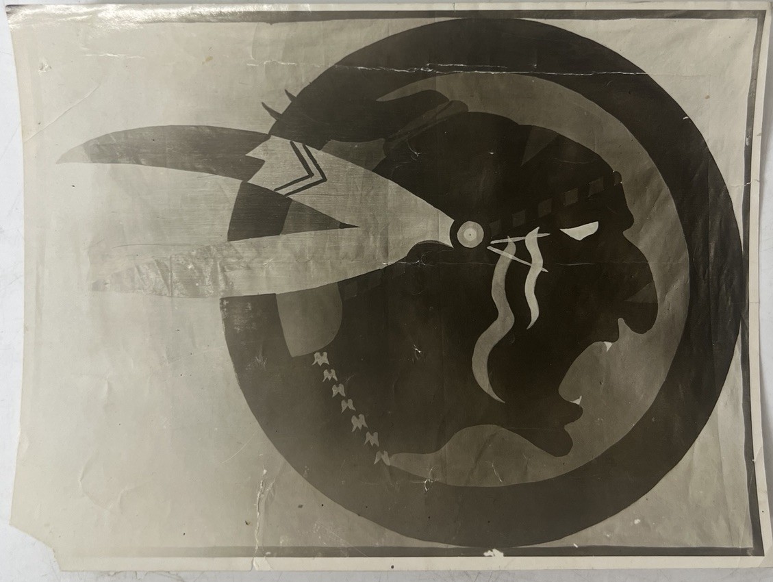 WWI SPAD Fighter Plane Indian Head Squadron Insignia Vintage Aviation Photo