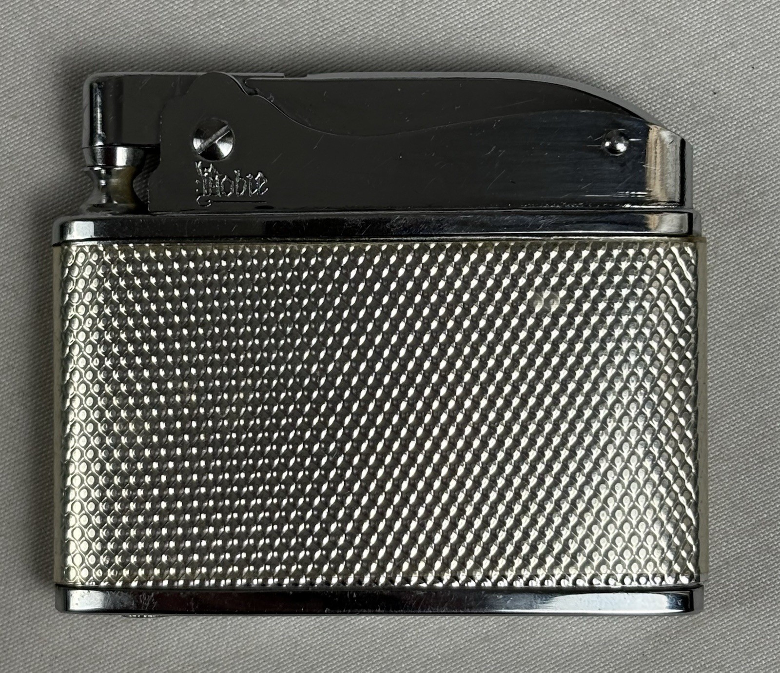 Vintage Noble Super Automatic Lighter Japan Chrome Engine Turned 