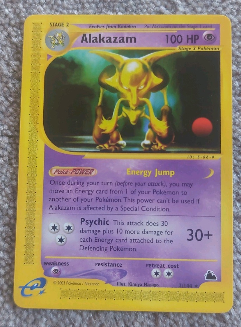 ALAKAZAM 2/144 SKYRIDGE RARE non-holo E-READER Pokemon TCG card NM