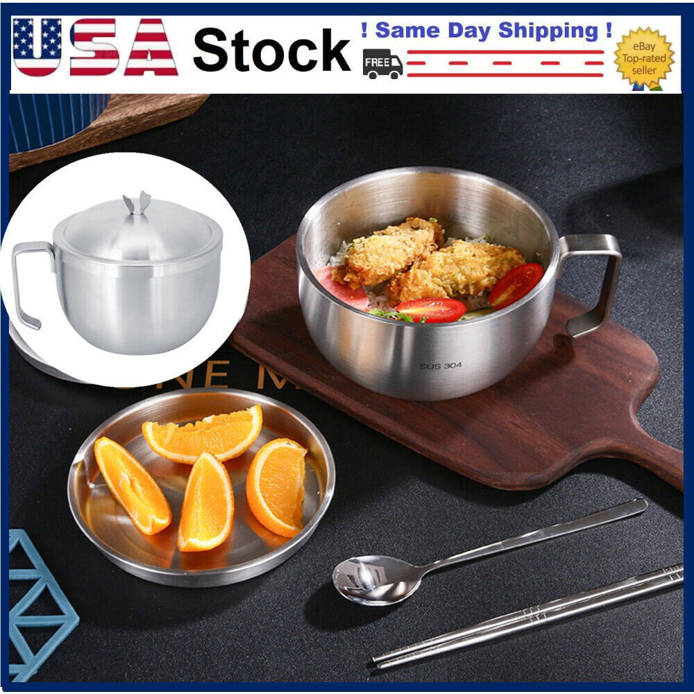 304 Stainless Steel Soup Bowl Double-Layer Insulated Large Capacity 1200ml