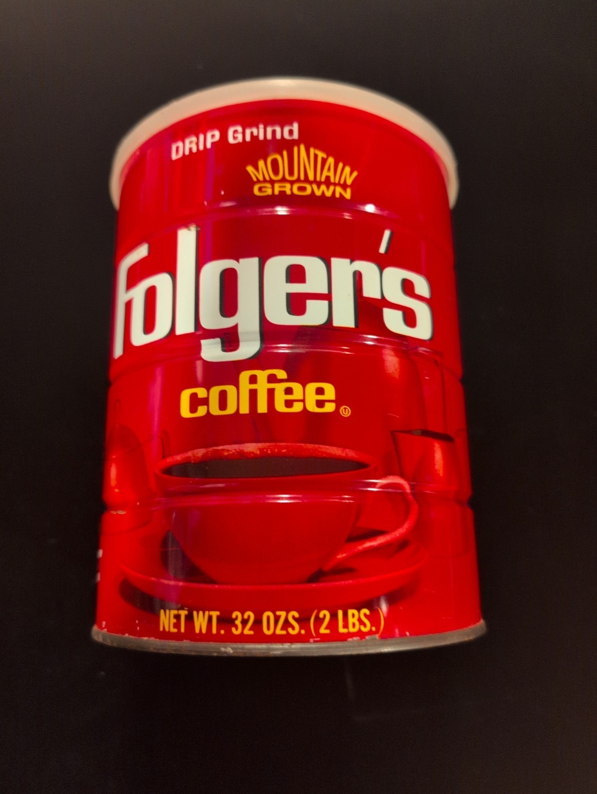 Vintage 1960\'s Folger\'s 2 Pound Drip Grind Mtn Grown Coffee Tin With Lid Empty Vintage 1960\'s Folger\'s 2 Pound Drip Grind Mtn Grown Coffee Tin With Lid Empty
