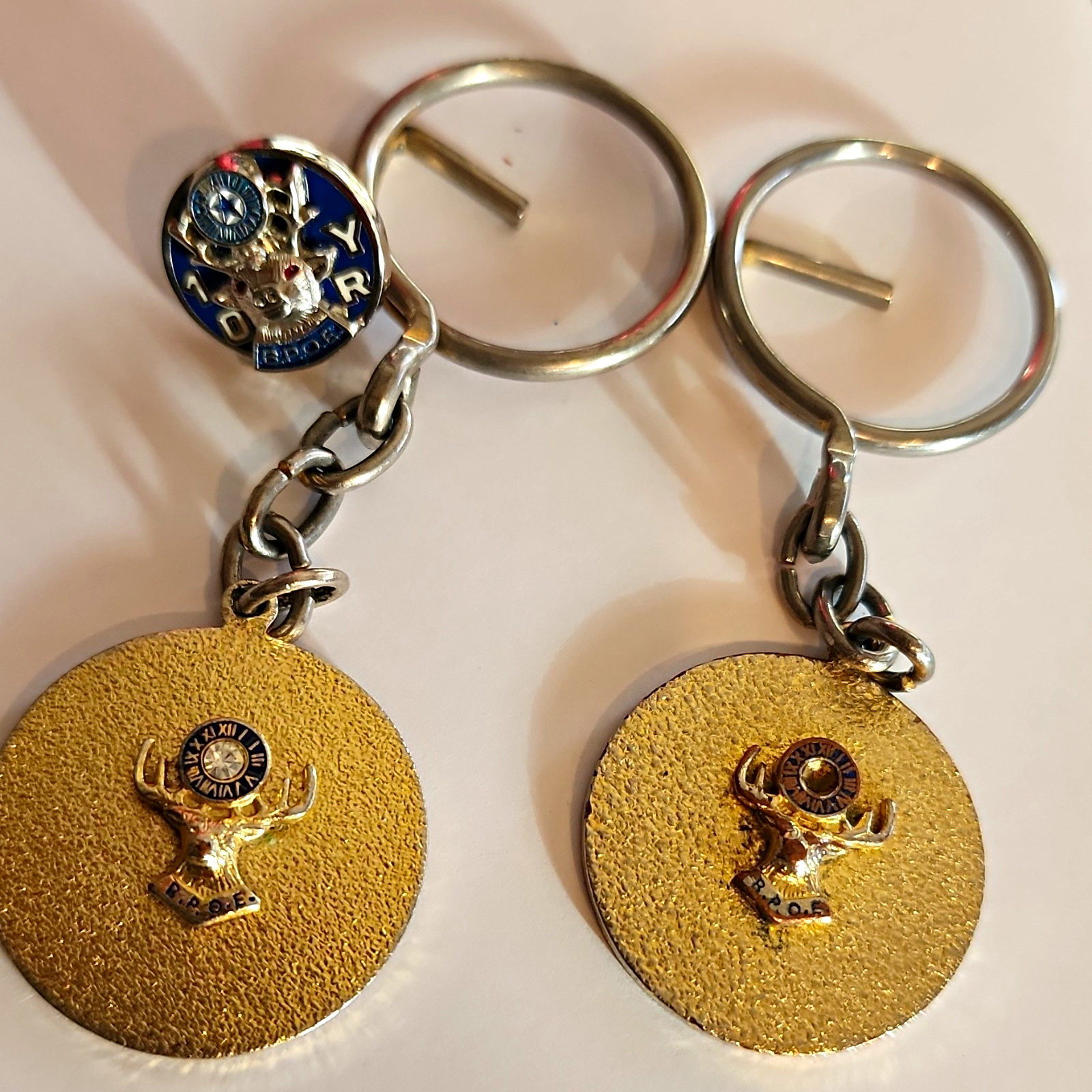 Vtg B.P.O.E. Elks Club Fraternal Lot - 15 Year Service Pin 2 Medallion Key Chain