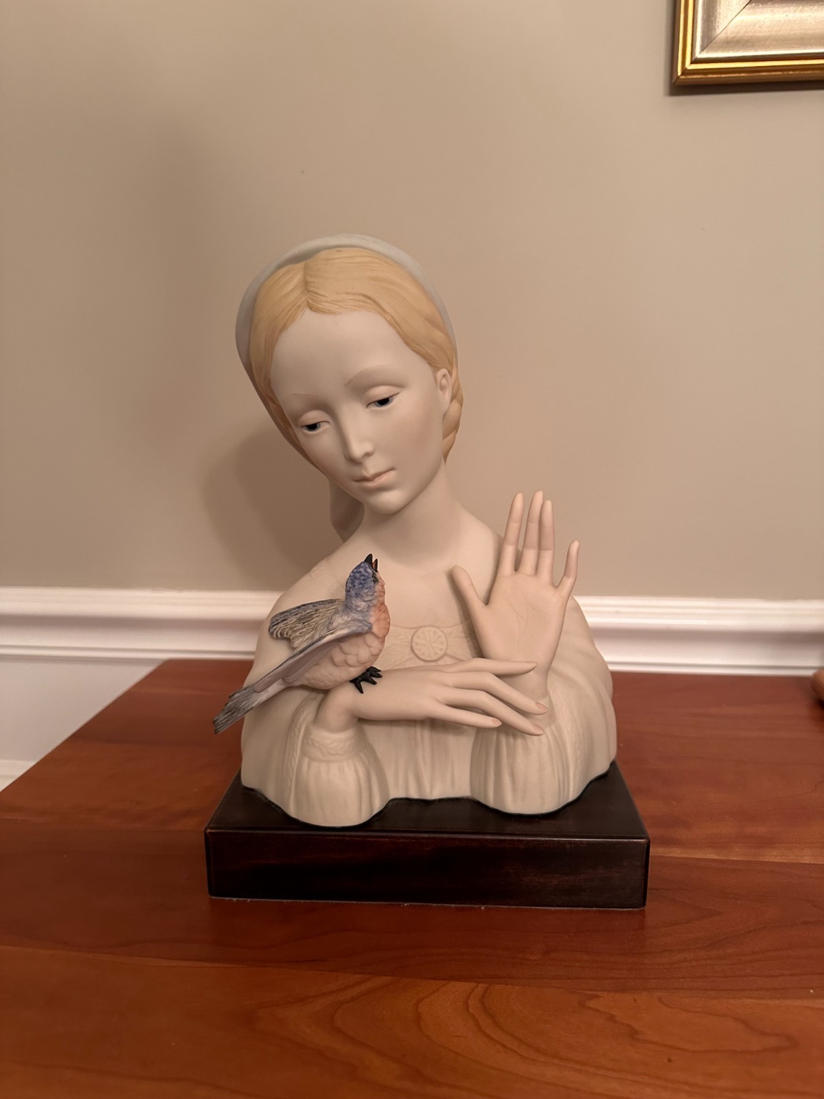 Vintage Cybis Madonna with Blue Bird Porcelain Figurine Bust circa 1967