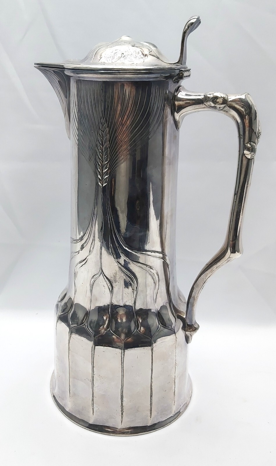 Orivit Pewter Art Nouveau Jugendstil Beer Jug Mug c.1900-1910 Mod. 2195 37cm