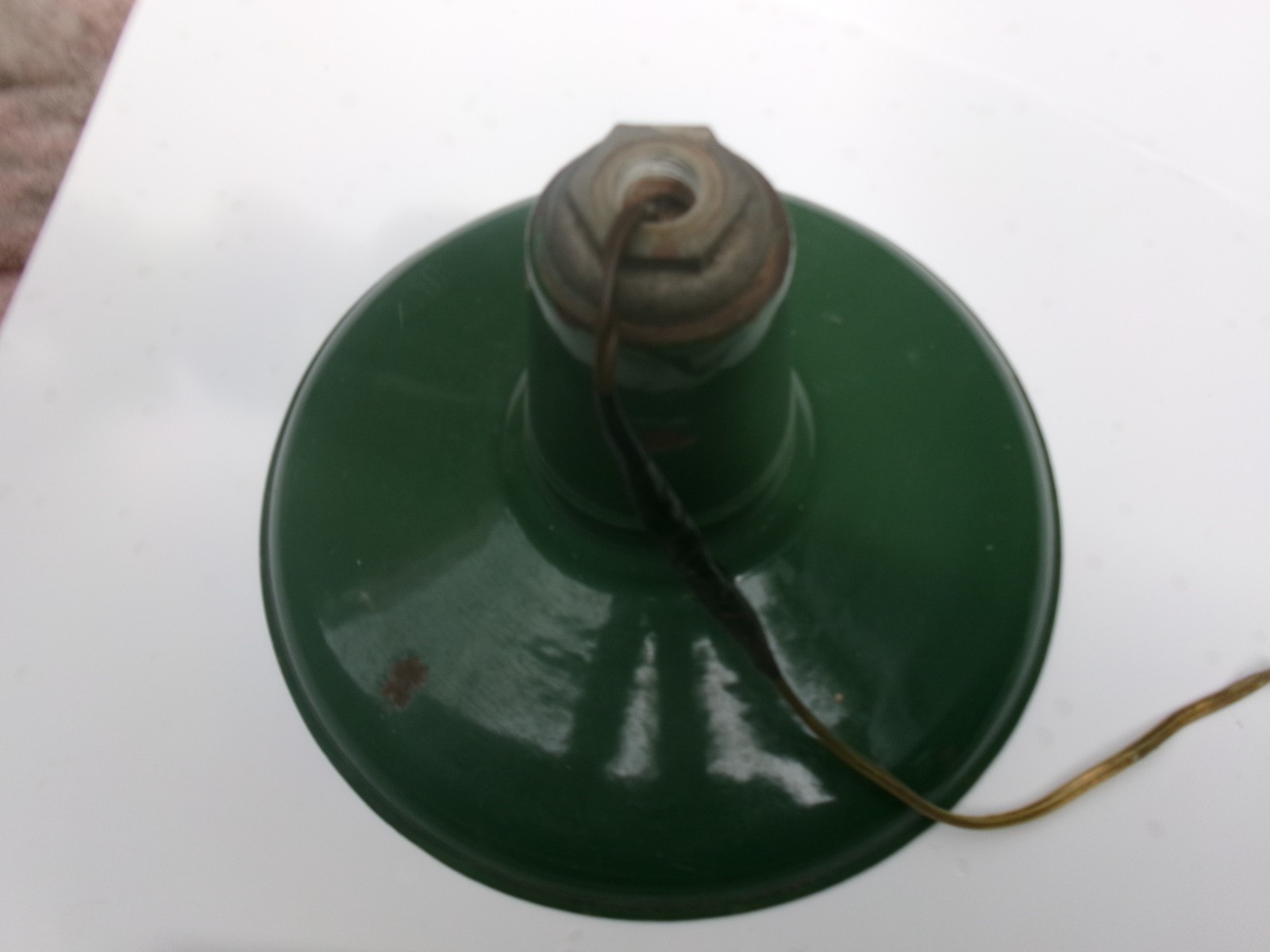 Antique,, Industrial, green porcelain barn light fixture. 12 INCH-