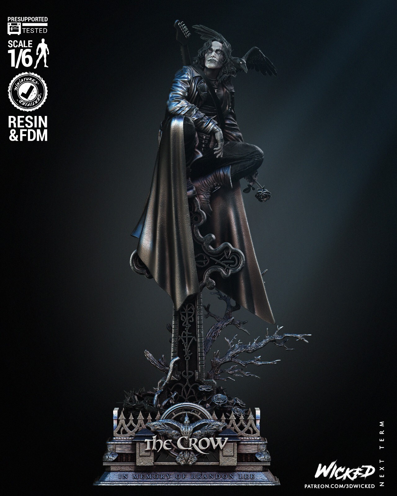 1:8 The Crow Brandon Lee UNPAINTED High Quality Garage Kit