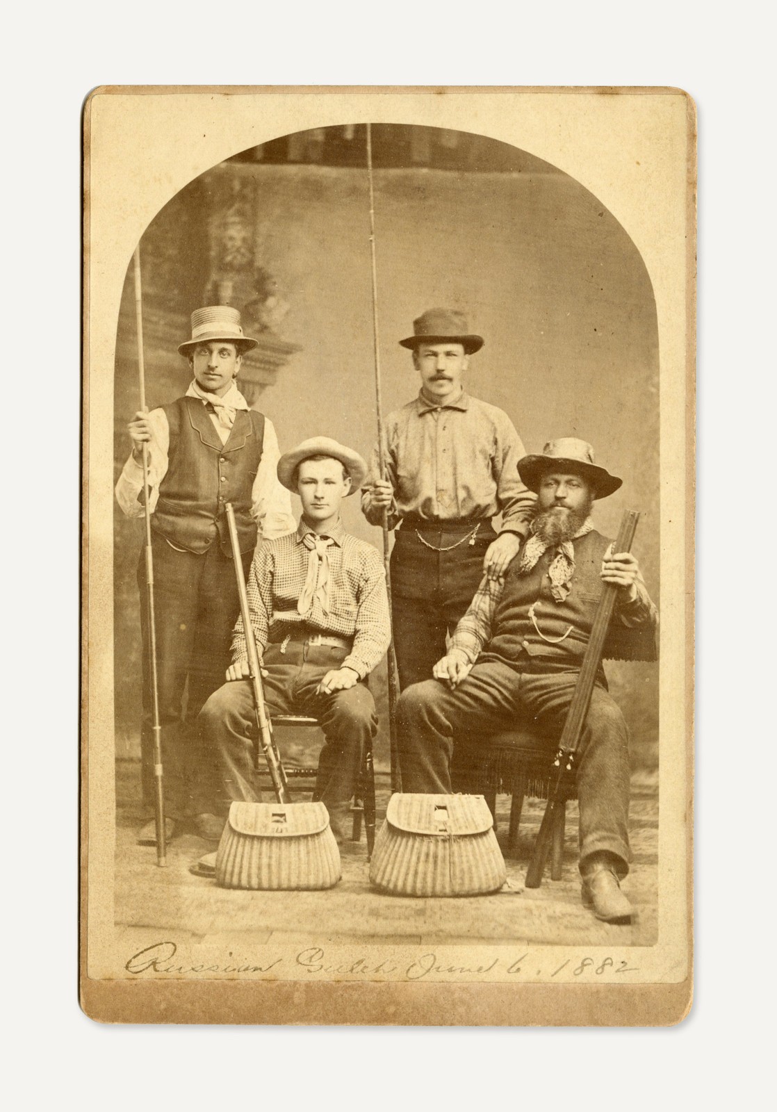 1882 Cabinet Card Photo Fishermen on the Russian Gulch, Mendocino County, CA