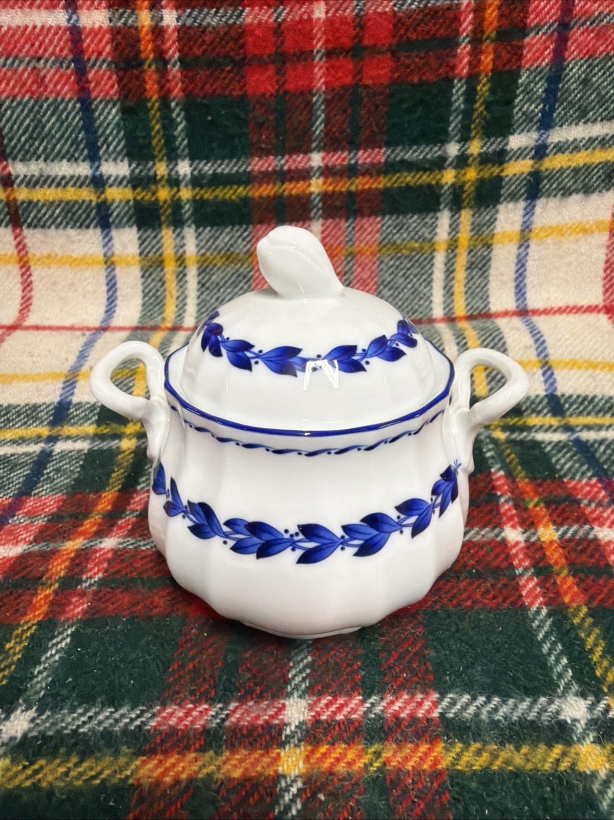 Vintage Noritaki Simplicity In Blue Sugar Pot Bowl Covered Porcelain 8132