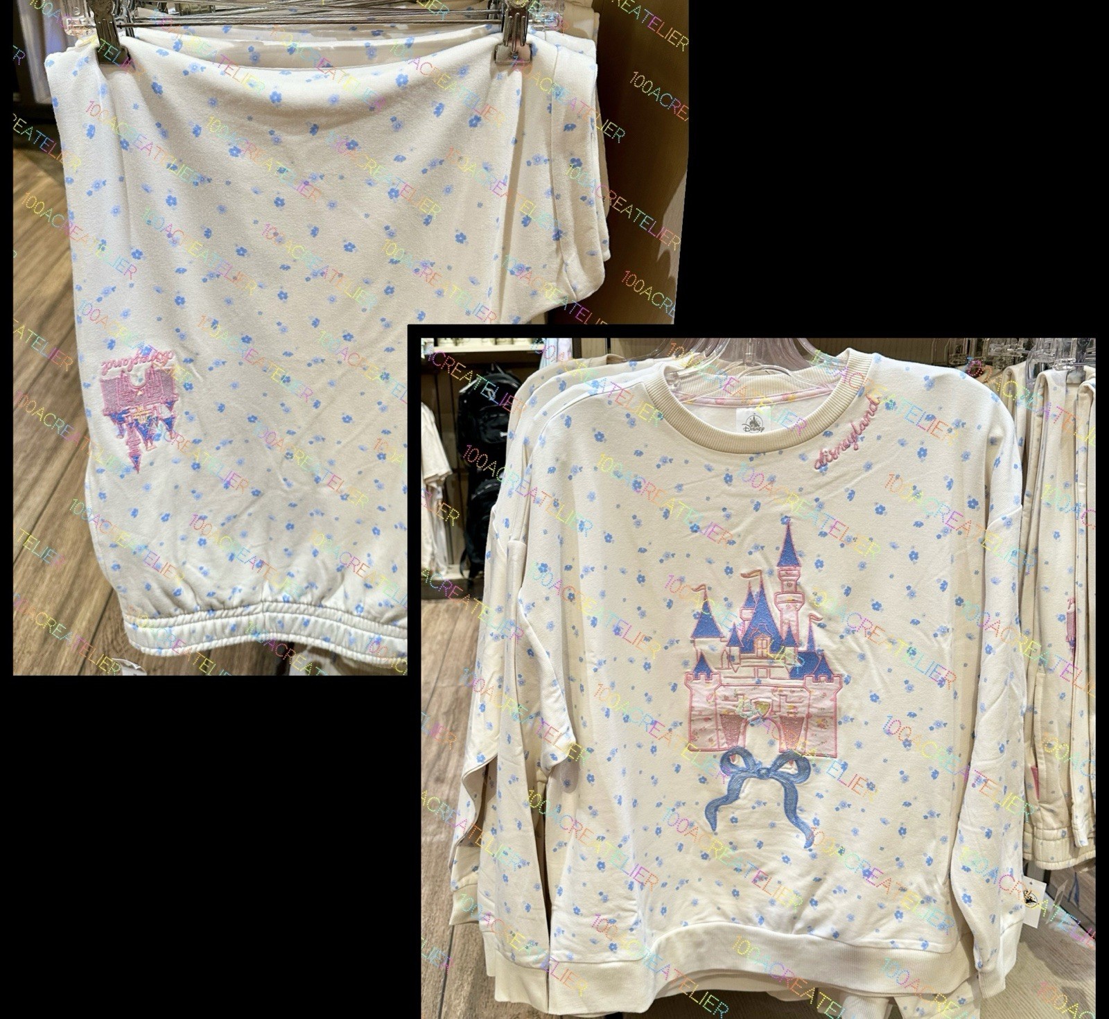 Disneyland Sleeping Beauty Castle Floral Loungewear Pullover / Pants ALL SIZE Disneyland Sleeping Beauty Castle Floral Loungewear Pullover / Pants ALL SIZE