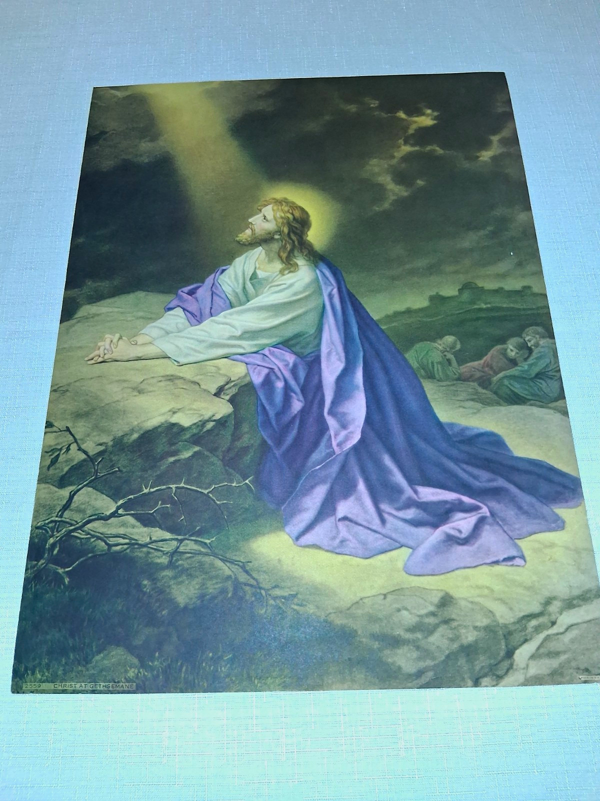 Vintage Christ at Gethsemane Lithograph Print 2559 Unframed. Approx 12\