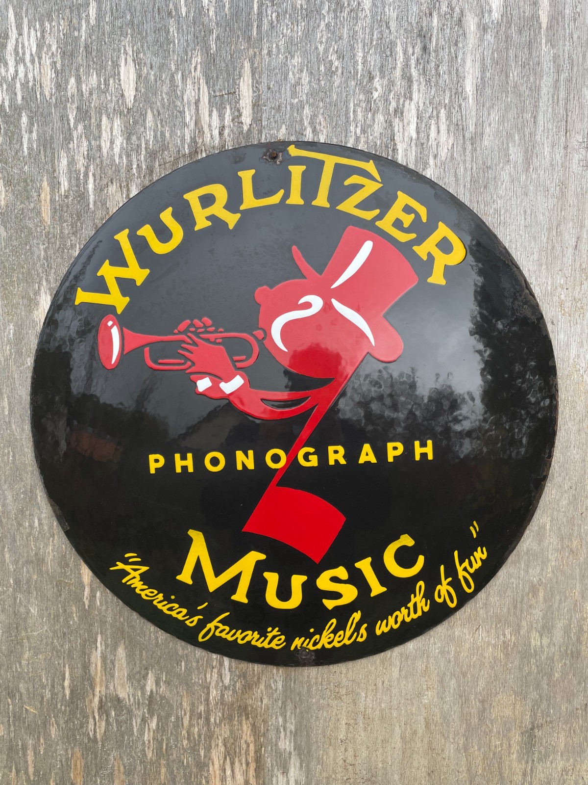 WURLITZER porcelain sign advertising vintage garage 20