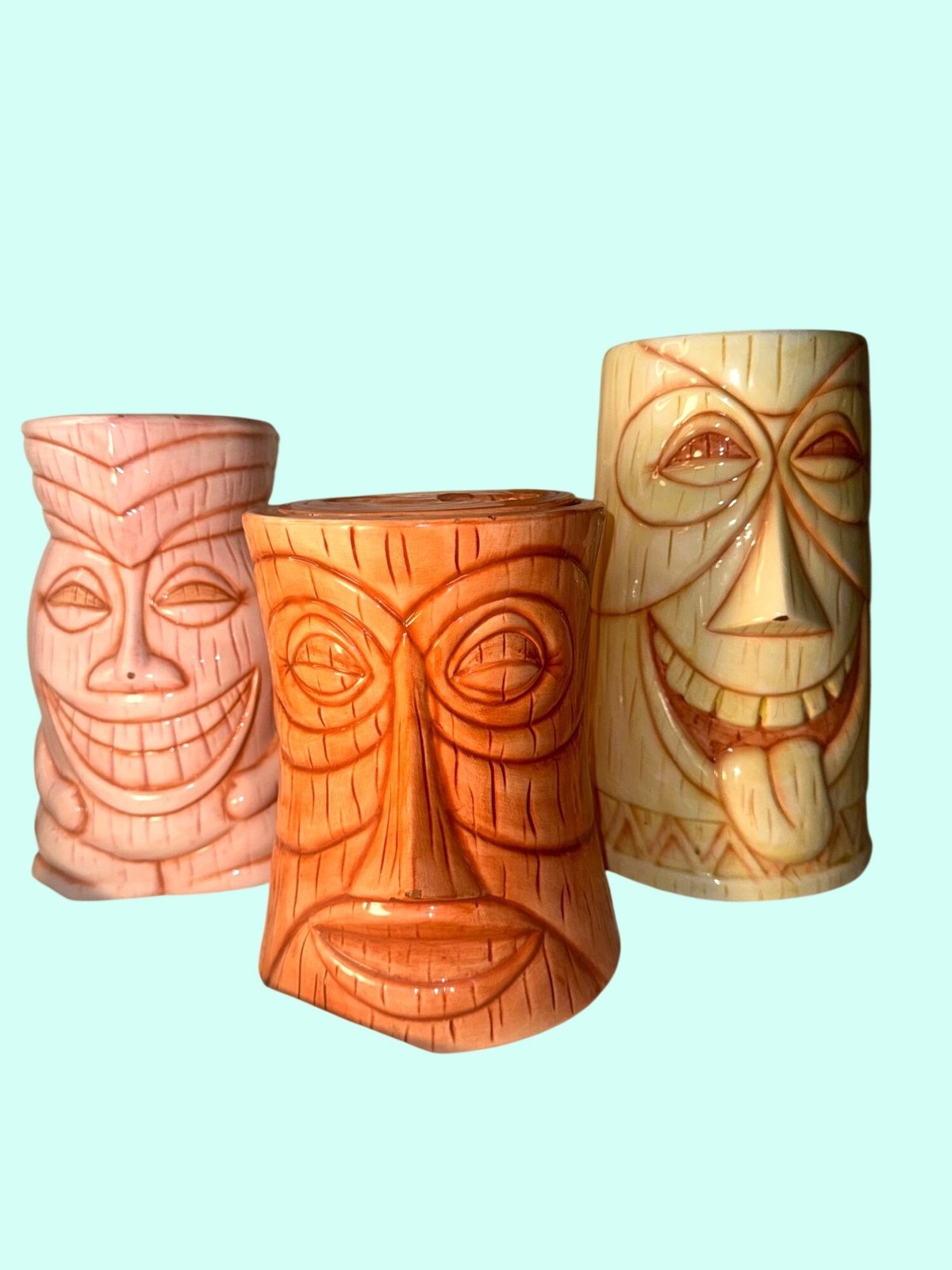 Vintage DCI That's Kooky Jim Tiki Canister Set Ceramic Kitchen Storage Jars 3pc