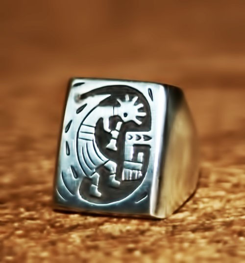 Vintage Native American Sterling Silver Kokopelli Men's Ring Sz 10, 11