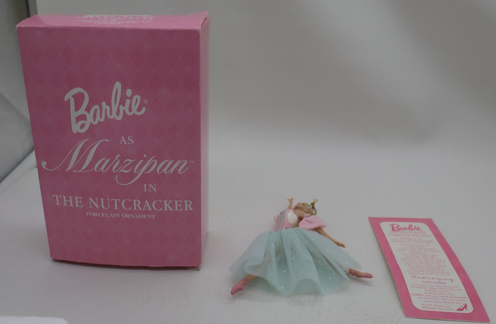 1999 AVON Barbie Swan Lake MARZIPAN Porcelain Ornament Vintage Mattel Christmas