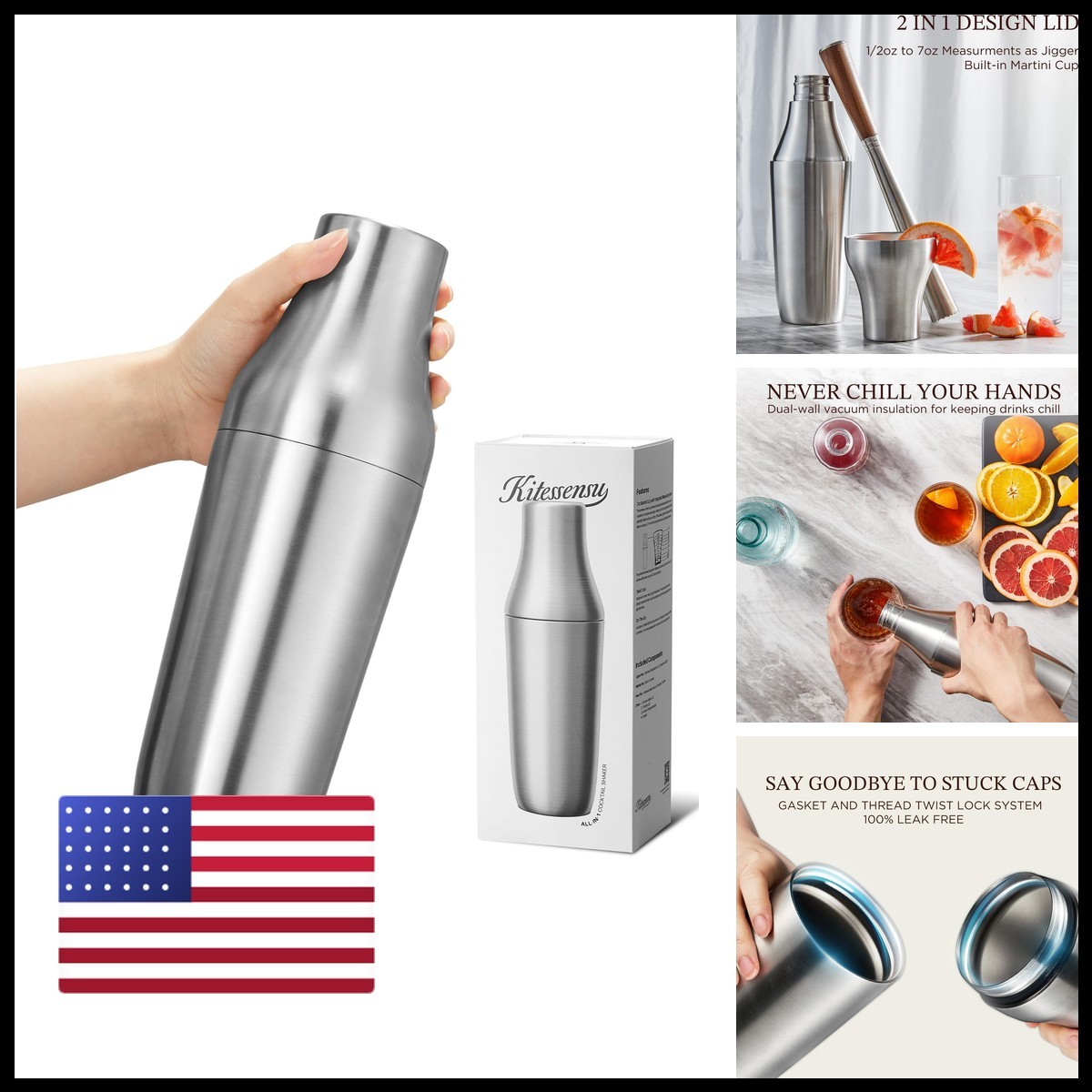 Kitessensu Hybrid Cocktail Shaker - Silver Kitessensu Hybrid Cocktail Shaker - Silver