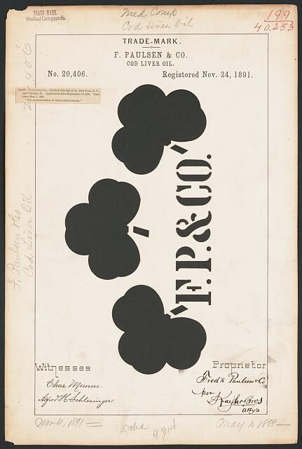 Photo:Trade-Mark Cod Liver Oil F. Paulsen & Co 1891 Bottle Label