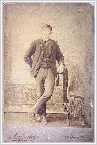 1890s Young Man Cabinet Photo Aufrecht Allegheny PA Allegheny Co. Formal