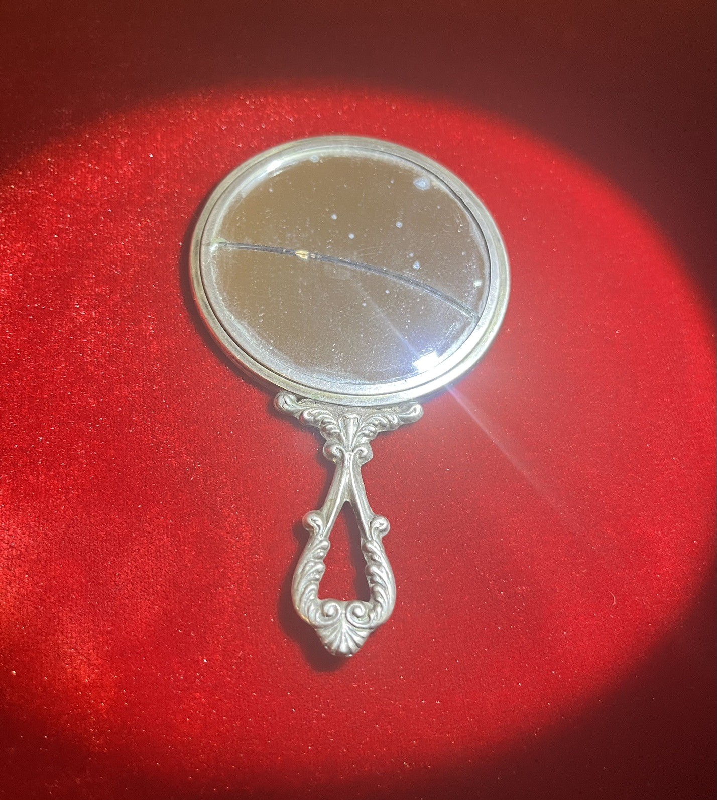 Vintage 1940-1950s Italian 800 Silver Hand Mirror Florentine Ornate