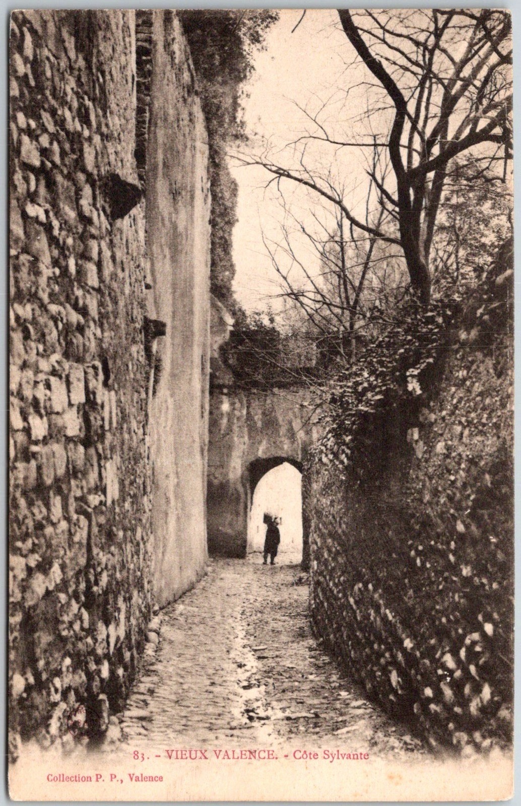 Vieux Valence Cote Sylvaine Stone Archway France Sepia Unposted Postcard