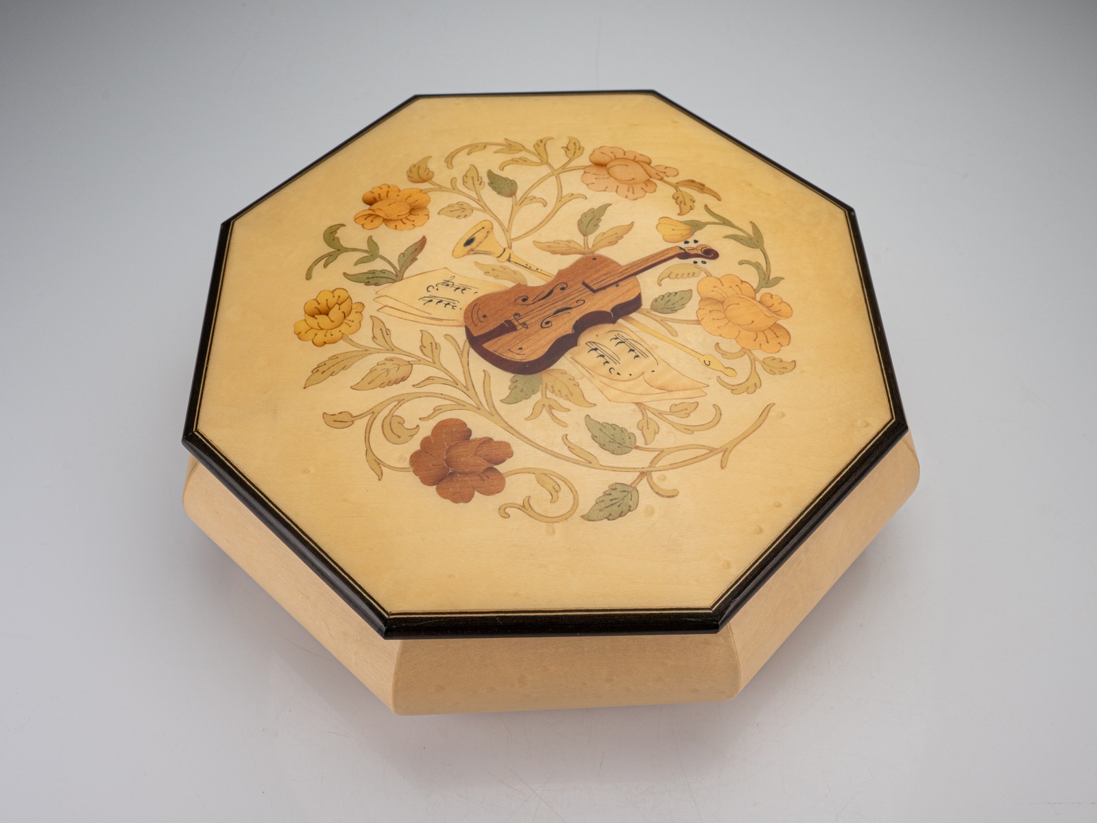 Vtg Jobin Swiss Marquetry Inlay Romance Jewelry Music Box Mozart Glockenspiel