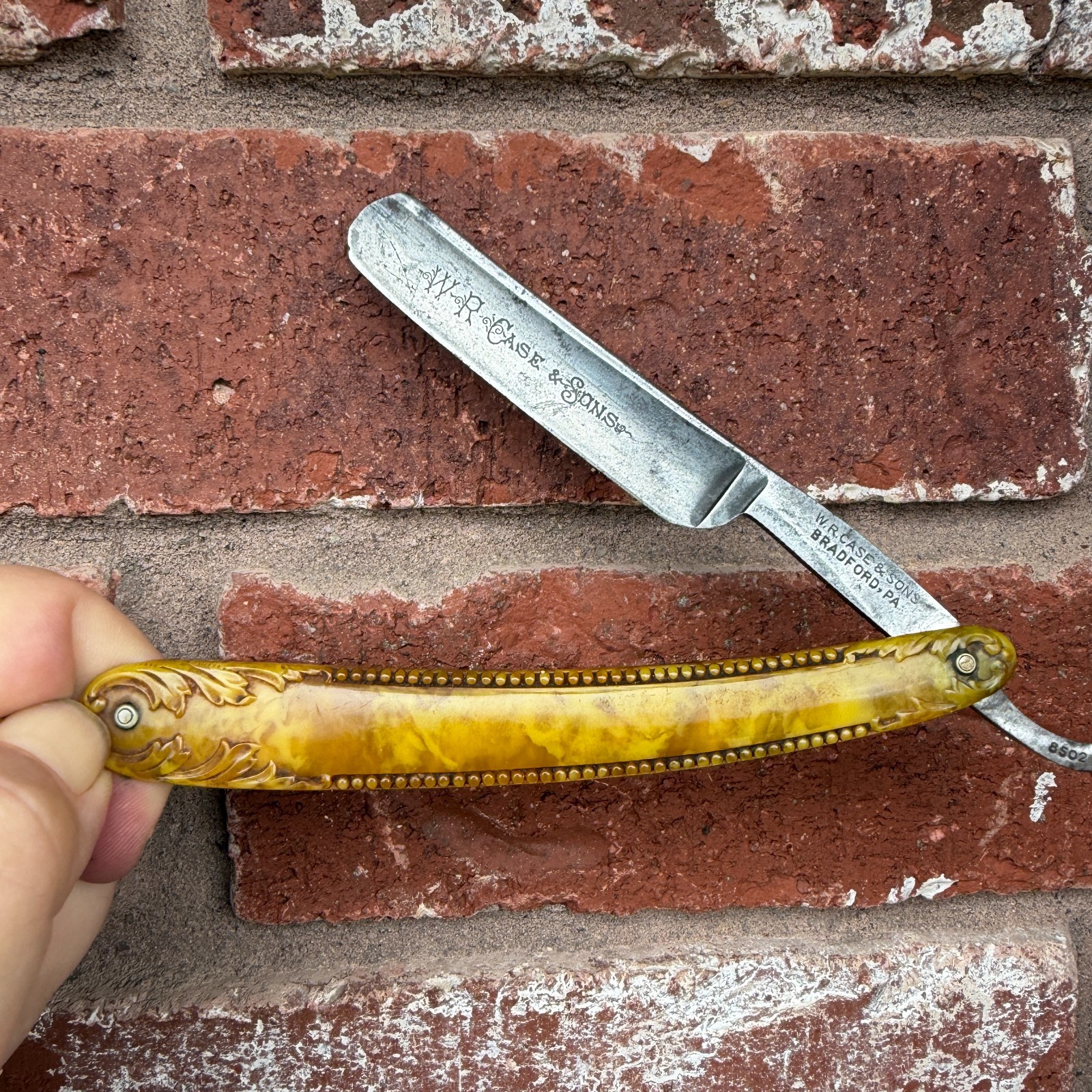 Antique W.R. Case & Sons Straight Razor 8502 Celluloid Bradford PA c1910 Case XX Antique W.R. Case & Sons Straight Razor 8502 Celluloid Bradford PA c1910 Case XX