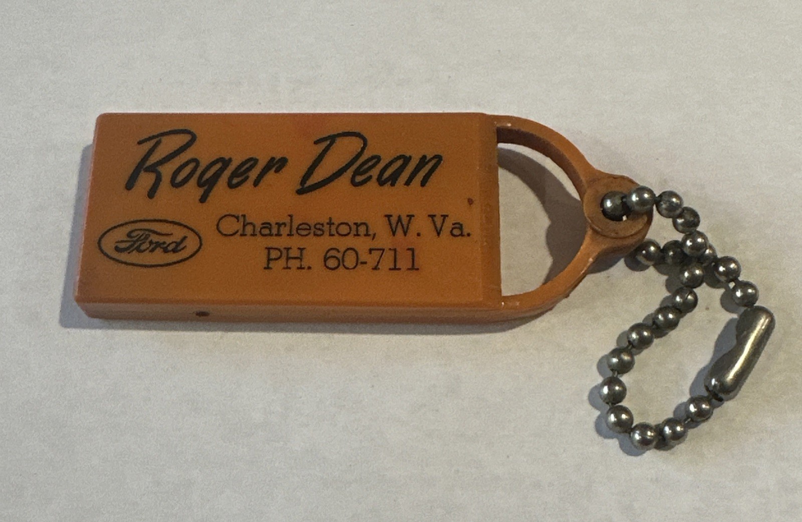 Vintage Roger Dean Ford Automobile Advertising Keychain Charleston WV