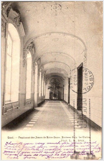 1903 Postcard Cloister at Pensionnat Gand Belgium Nuns to Bristol Co RI