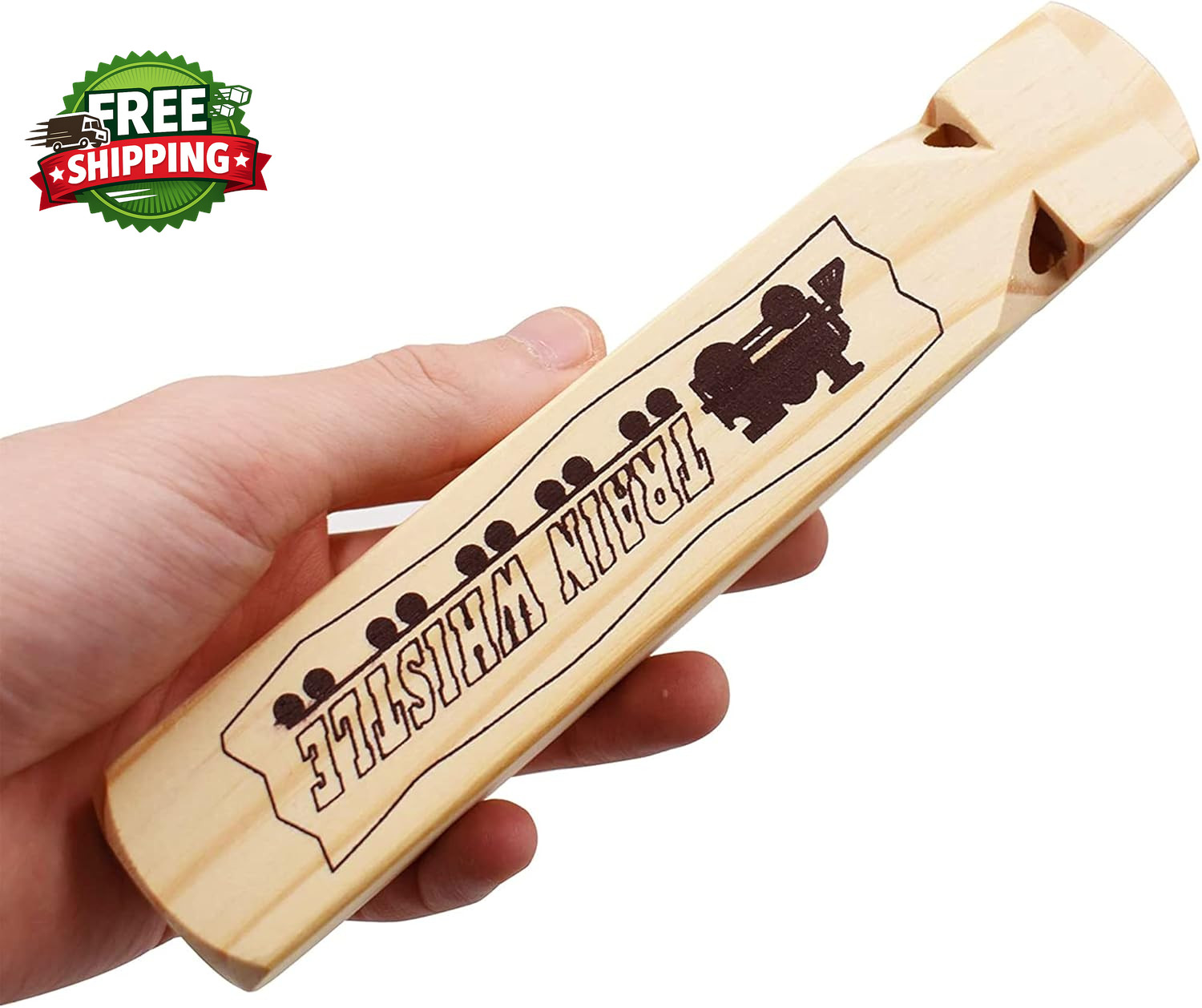 Solid Wood Train Whistle 4 Tones  Noisemaker Toys and Conductor Whistle