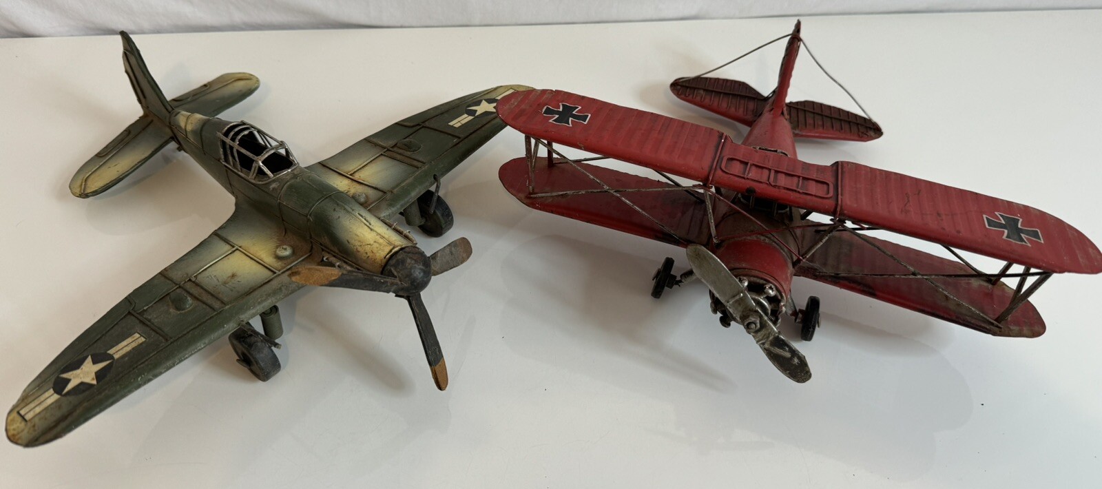 Hobby Lobby Lot of (2) Metal Planes 665547 & 343418 Models Home Accents Decor
