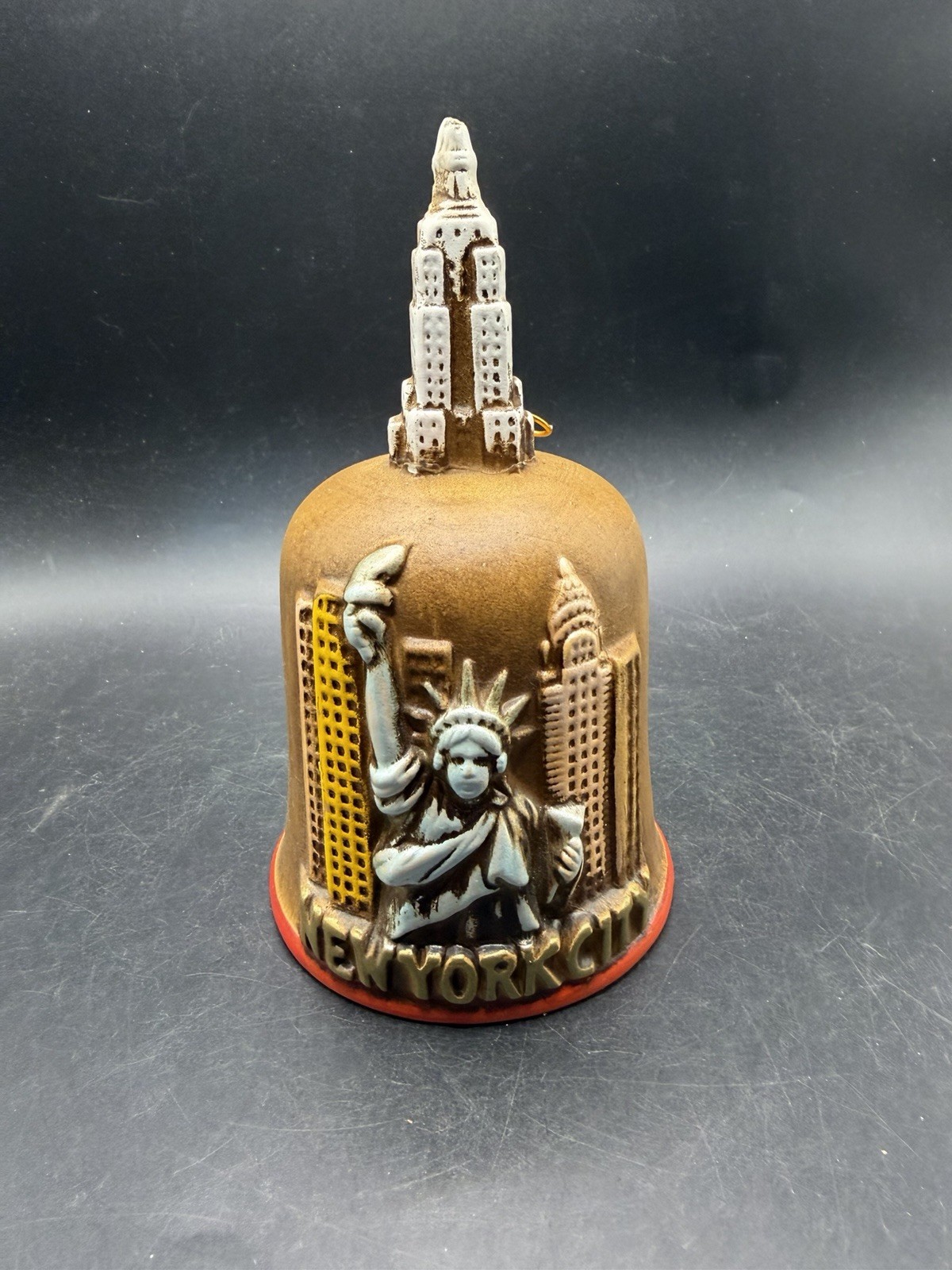 Vintage New York City Souvenir Bell Statue of Liberty Empire State Ceramic 6\