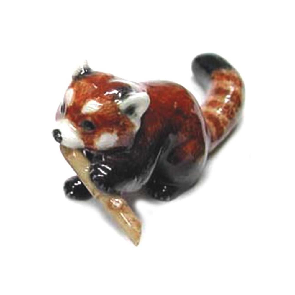 Northern Rose Red Panda Cub Crouching Animal - Miniature Porcelain Figurine
