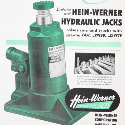 HEIN-WERNER HYDRAULIC JACKS PUMPS HYPER POWER UNIT 1948 PRINT AD VTG SHOP TOOL