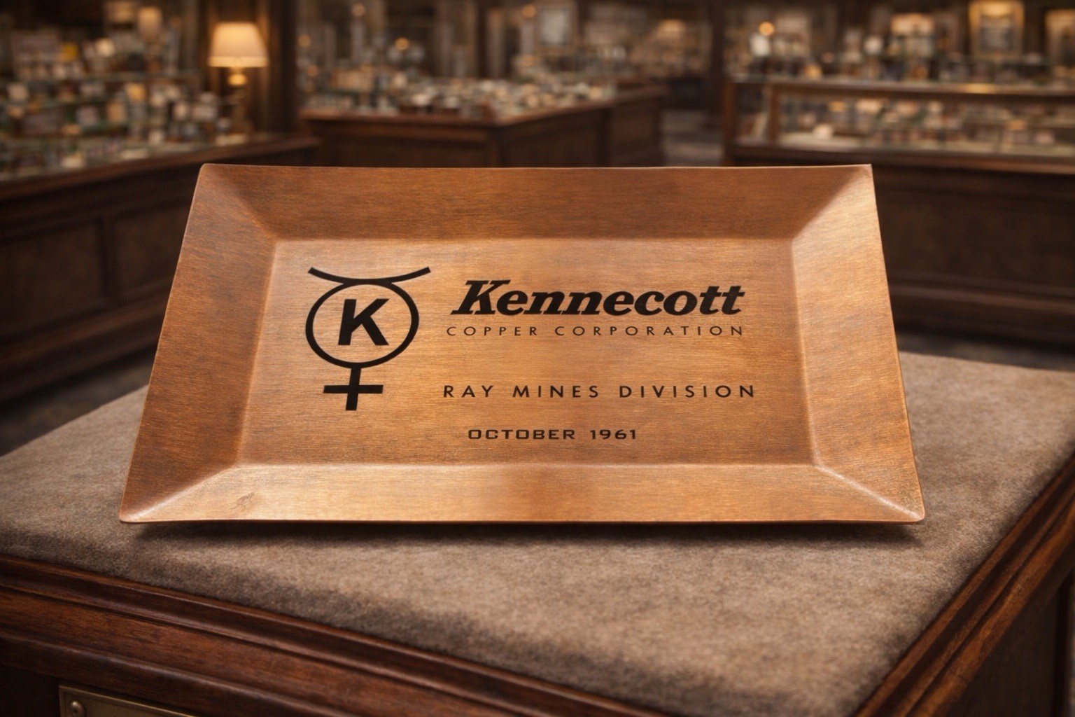 Vintage Kennecott Copper Corporation Commemorative Tray from the Ray Mine Divsn