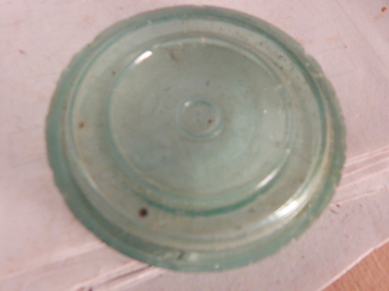 vintage aqua fruit jar lid-Ball Bros. Glass Mfg col Buffalo, N.Y.