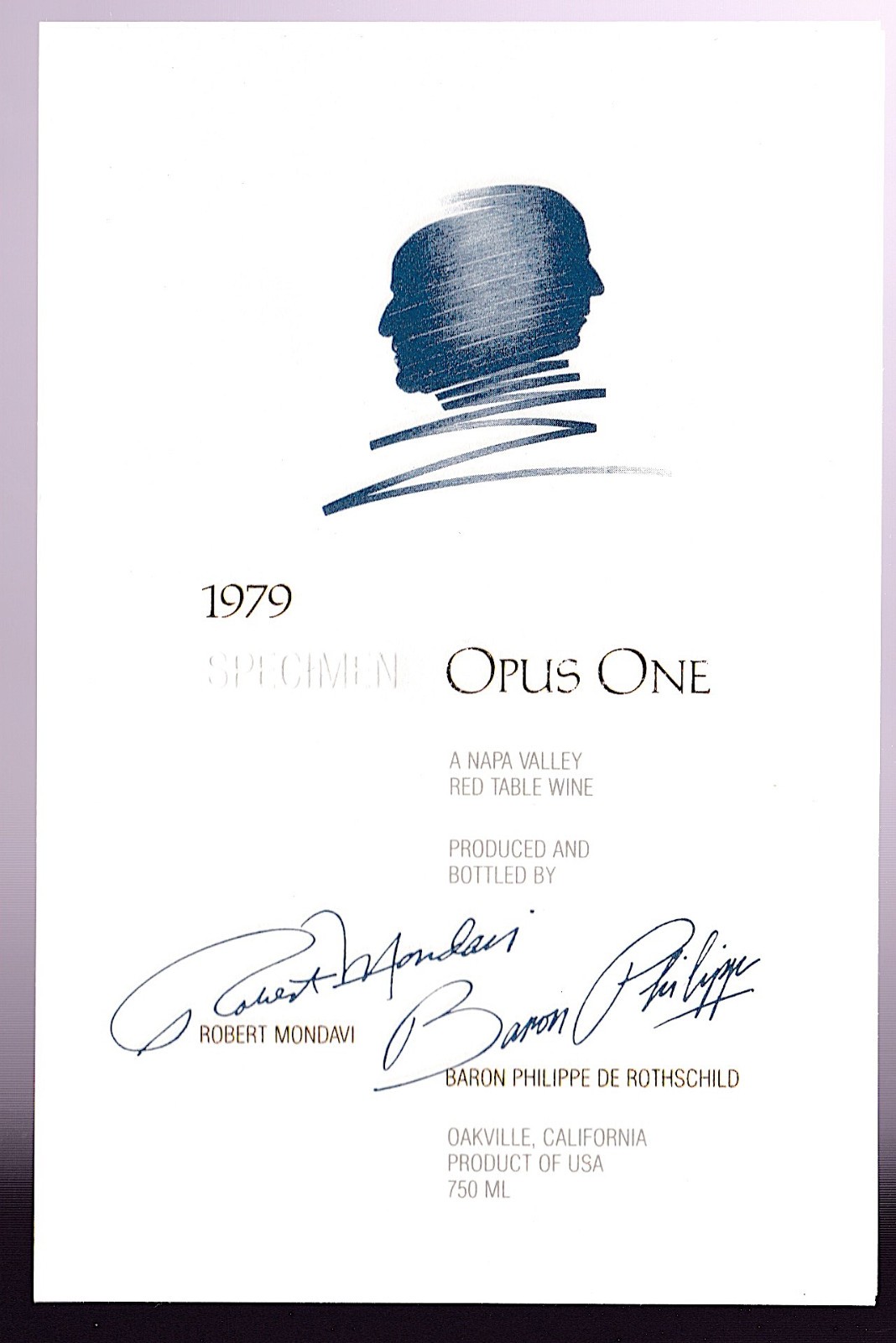 Vintage Opus One 1979 Napa Valley Cabernet - FIRST Release - Specimen Label