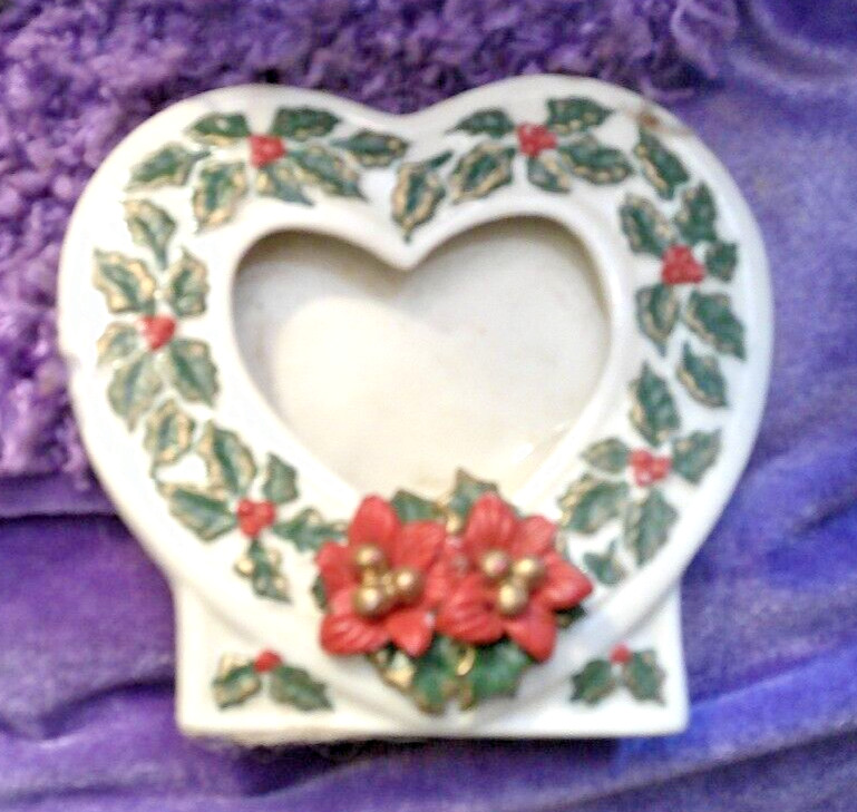 Heart Floral Flowers Ceramic Porcelain Picture Frame HOLLY IVY 2 